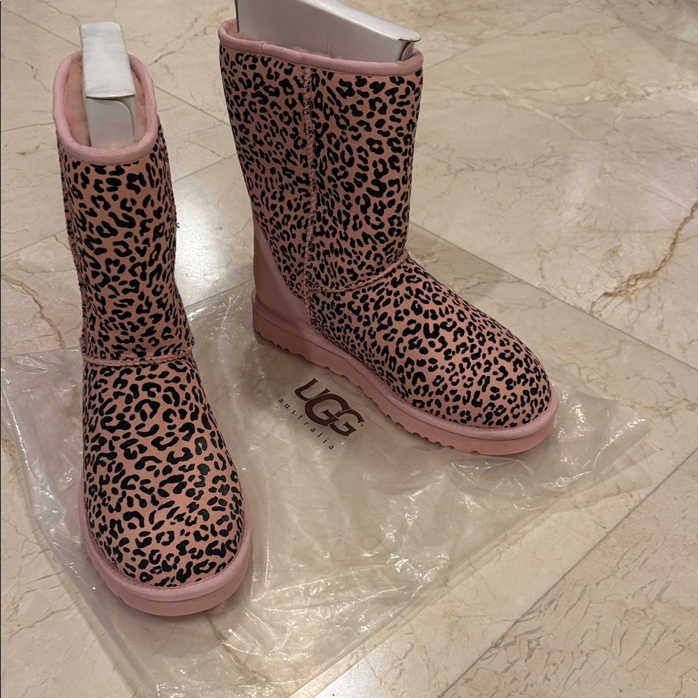 UGG Pink Leopard Print Boots - Picture 2 of 8